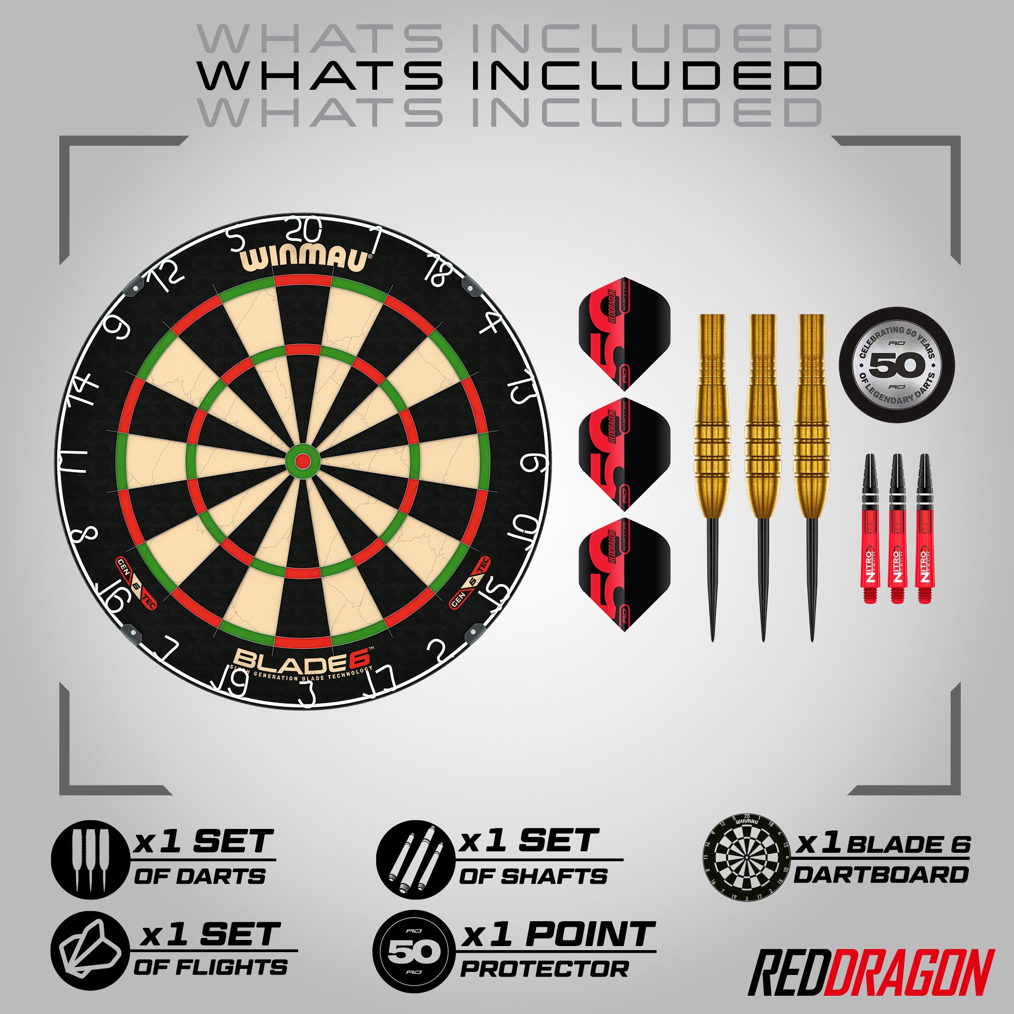 Winmau Blade 6 & Red Dragon Golden Virgin 5