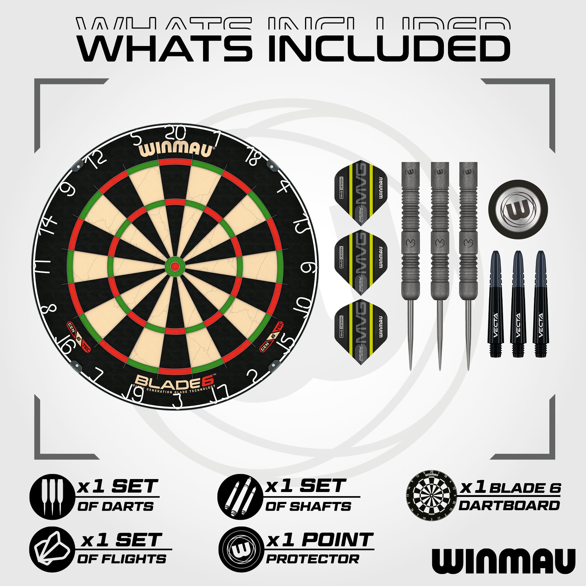 Winmau Blade 6 & MVG ExAct - 23g Darts