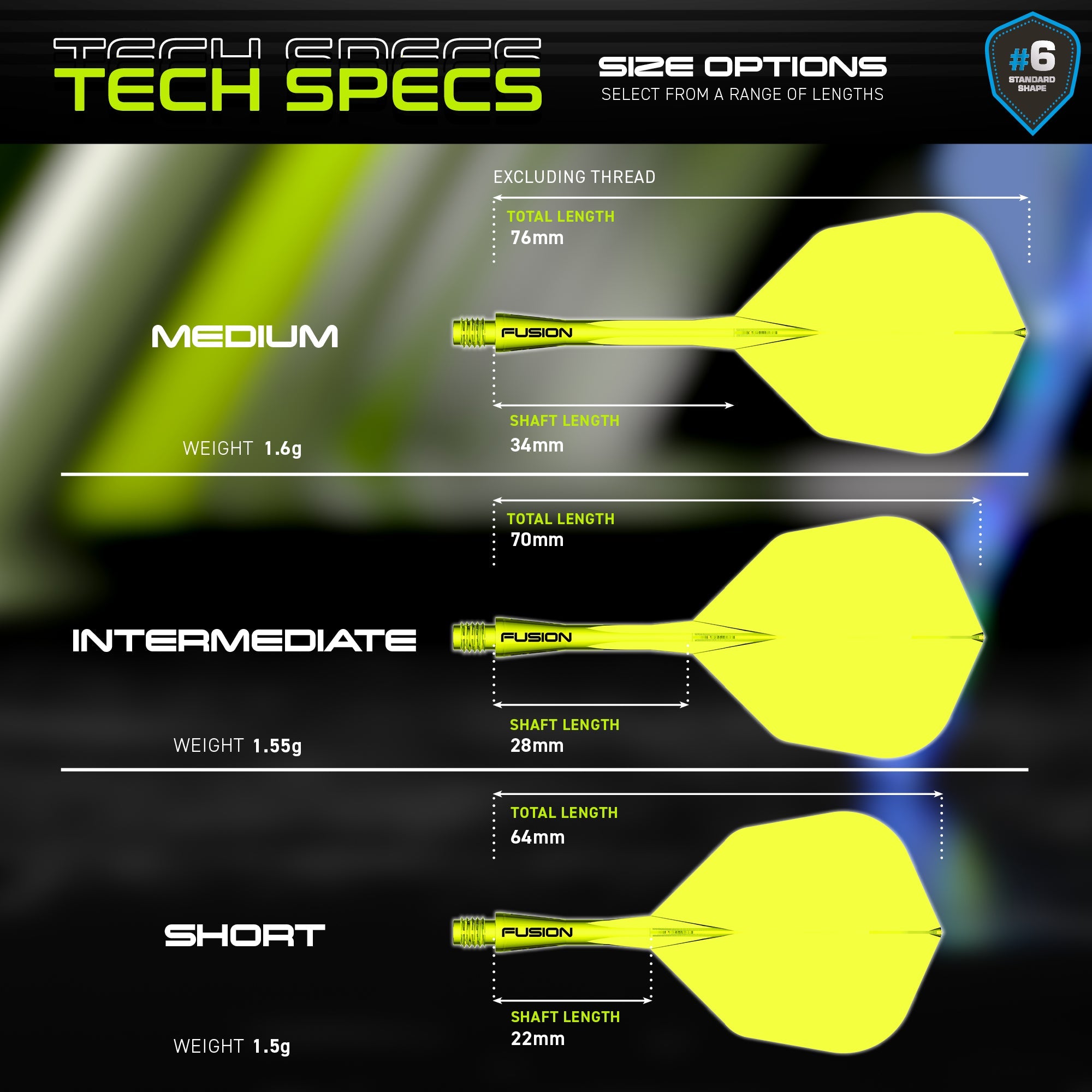 Fusion #6 Integrated Flight & Shaft Yellow