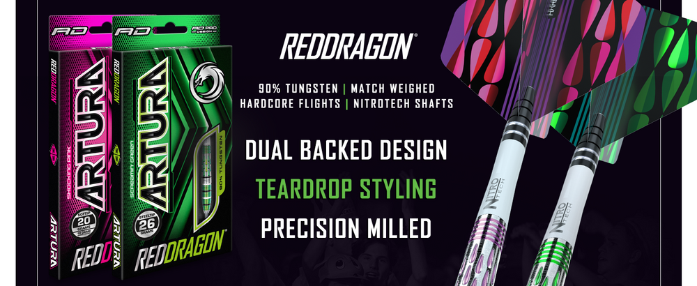 Red Dragon Artura Shocking Pink Darts | PVD | Milled Teardrop | 24g & 26g