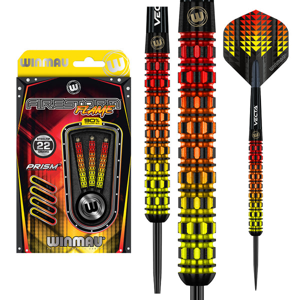 WINMAU Prism Alpha Fyre - Voli Per Freccette Da 100 Micron, Laminati, Nero/Blu/Giallo, 3 Pezzi - 4