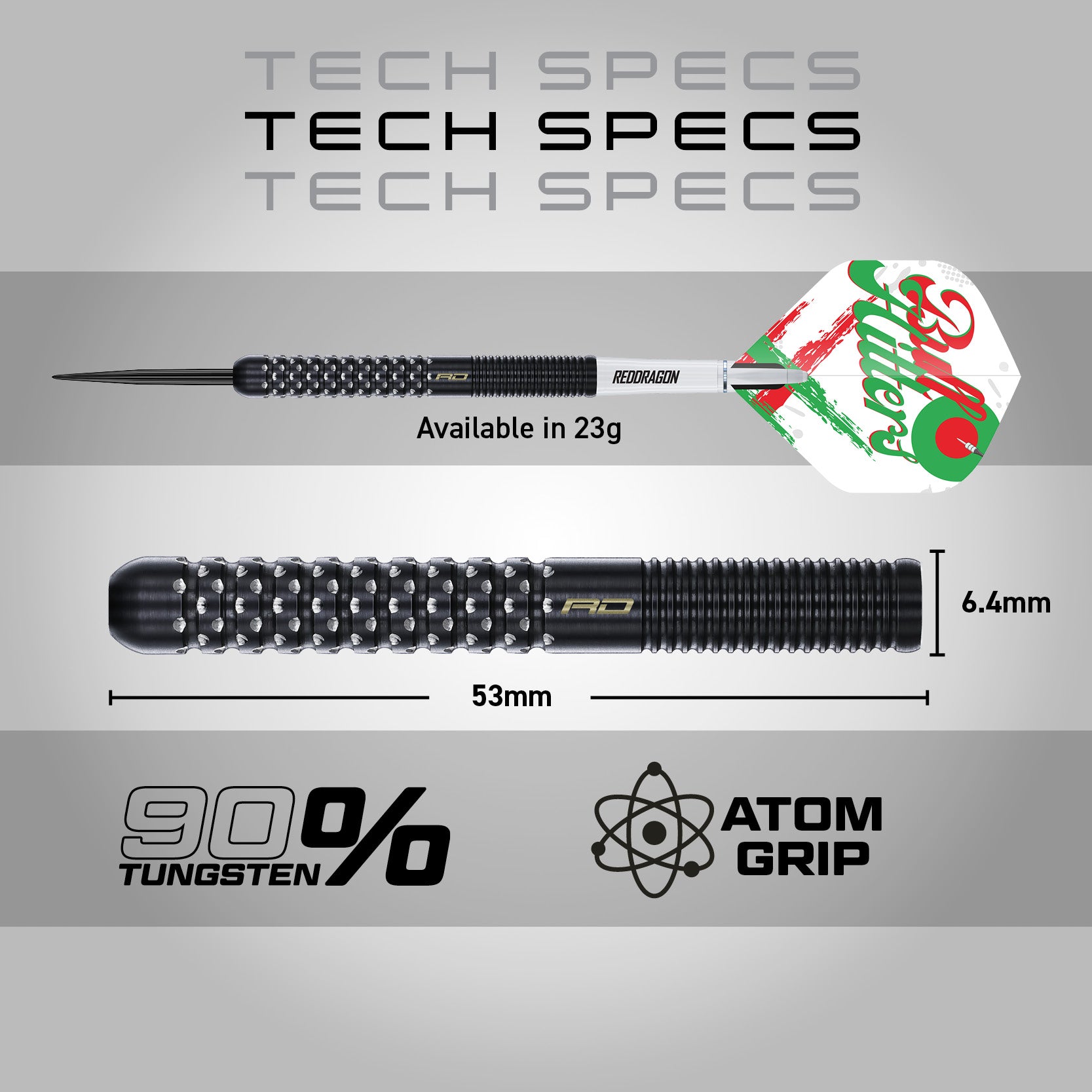 Bullhitters V1 90% Tungsten Darts Black PVD | Red Dragon Darts