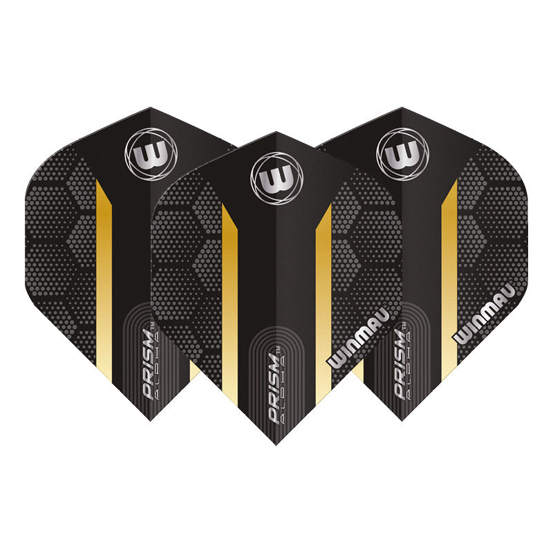 Winmau Prism Alpha Black & Gold Hexagon Dart Flights