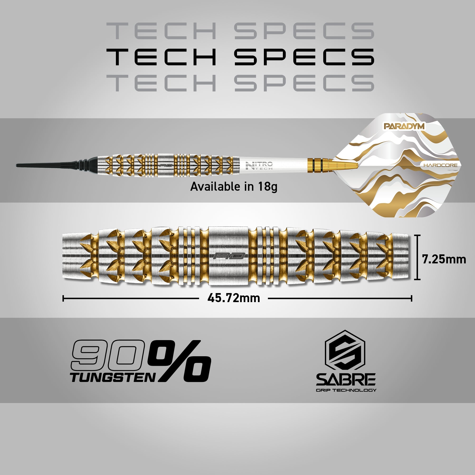 Red Dragon Paradym Soft Tip Darts – Gold & Silver Torpedo