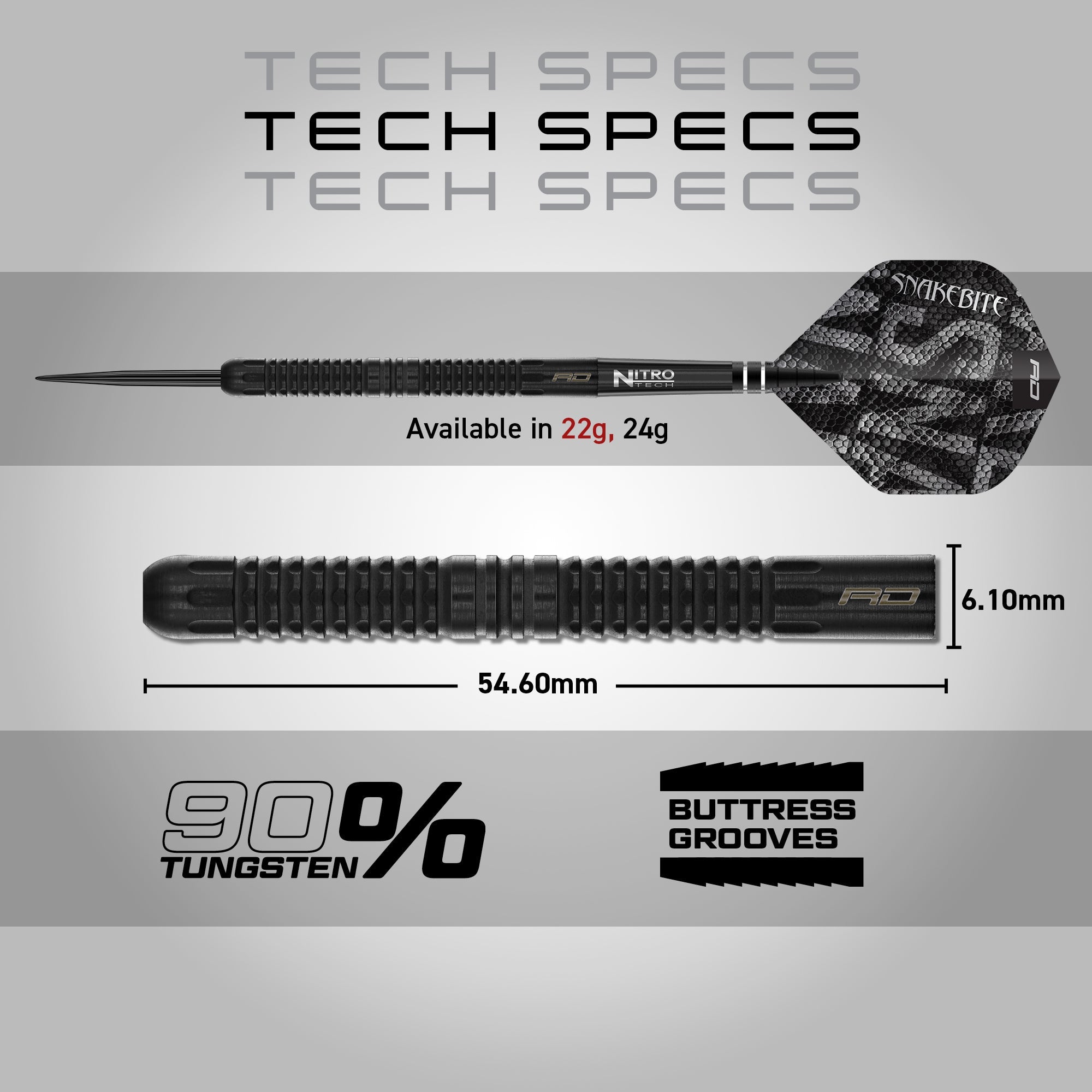 Peter Wright Black Mamba Darts | 90% Tungsten | Parallel | Snakebite