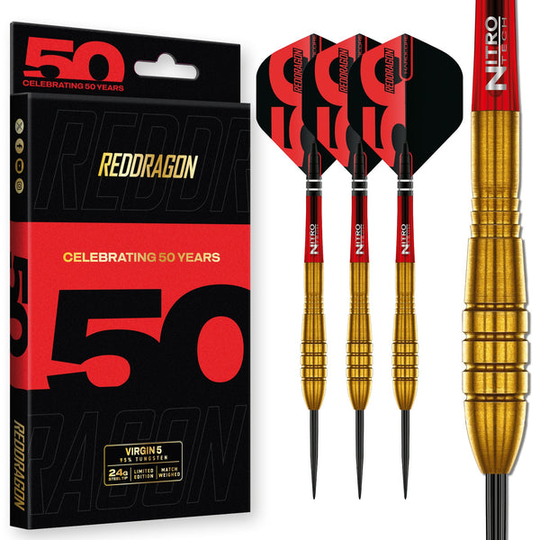 Red Dragon Golden Virgin 5 Darts | 95% Tungsten | Gold-Effect
