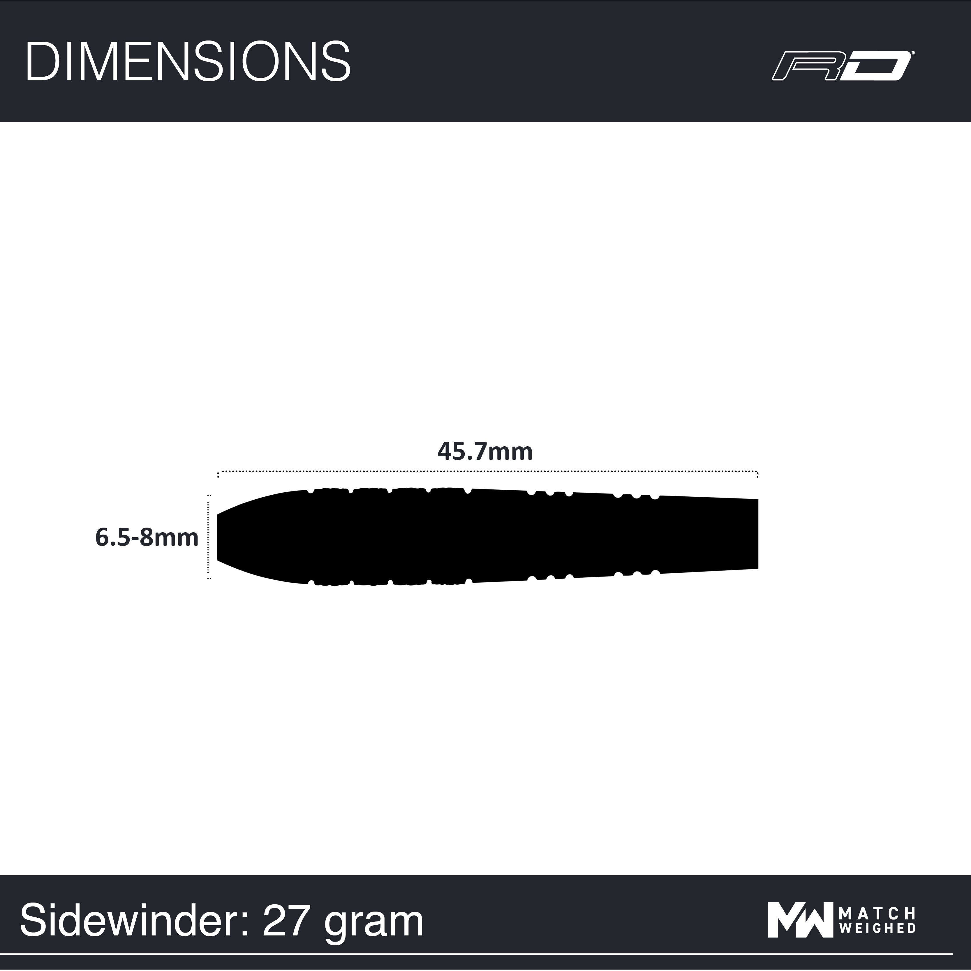 RED DRAGON - Sidewinder: Steeltip Tungsten Fléchettes Professional - 27  grammes