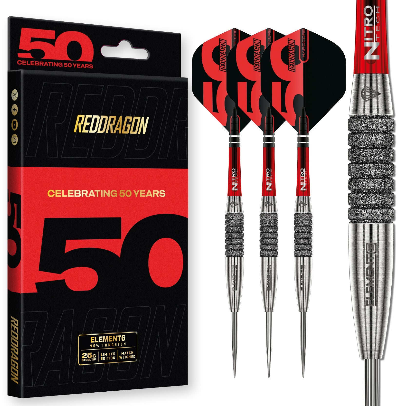 Red Dragon Element6 C Darts | 50th Anniversary | Diamond Fusion