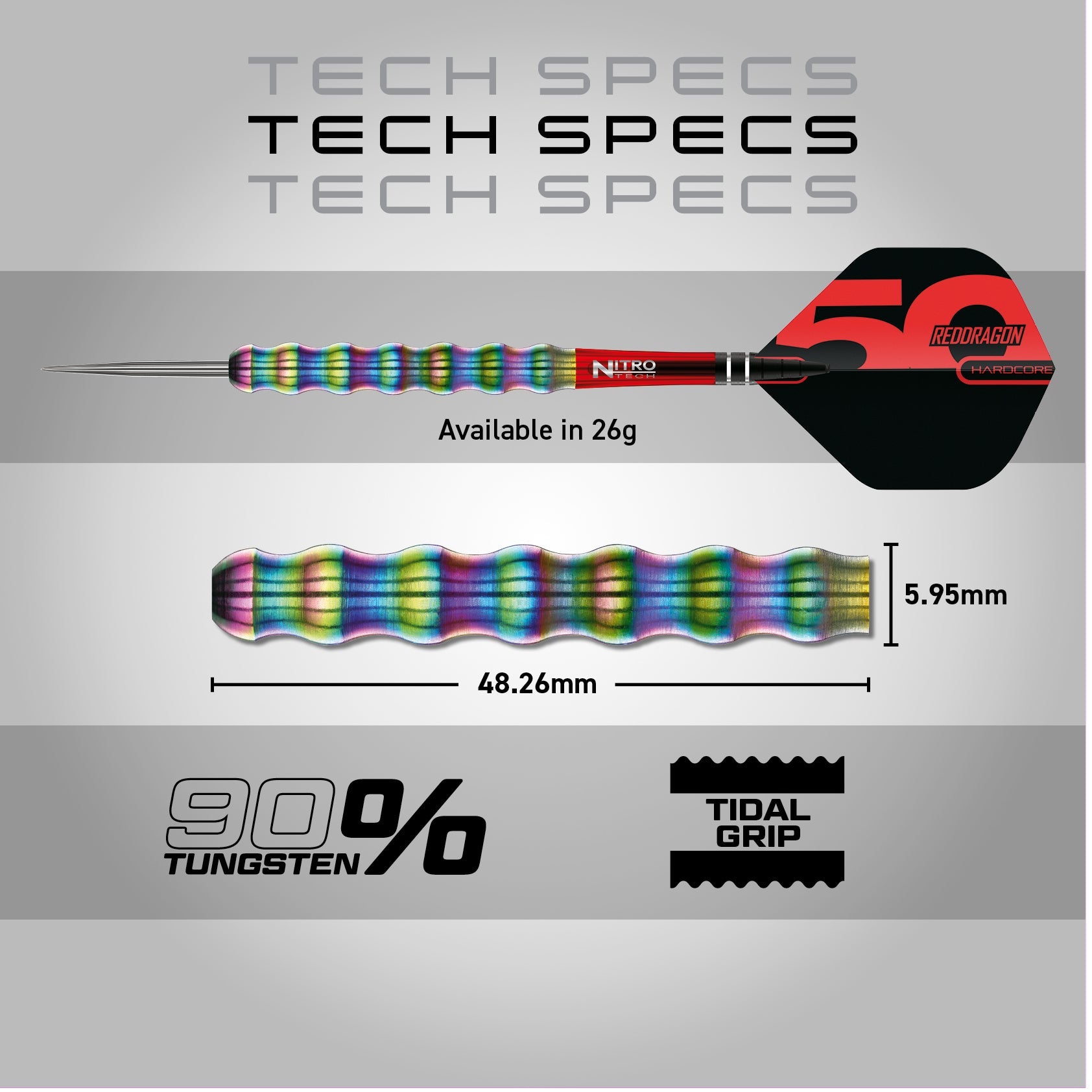Shockwave 90% Tungsten Darts | Red Dragon Classic Rainbow