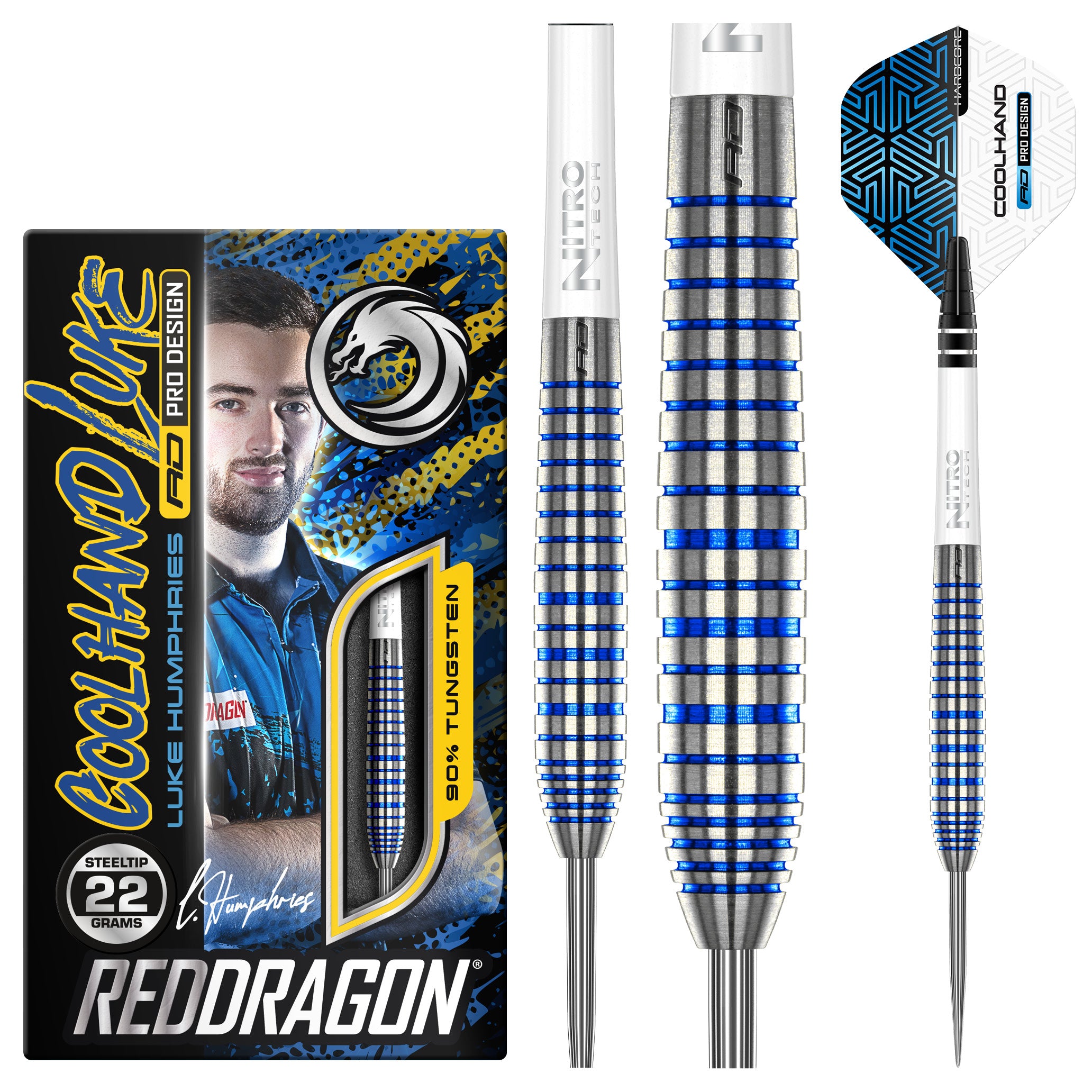 RED DRAGON Raider Series: 23 Gram Steel Tip Tungsten Darts Set -  Professional Darts with Shafts (Stems), Flights and Checkout Card - Choice  of Colour