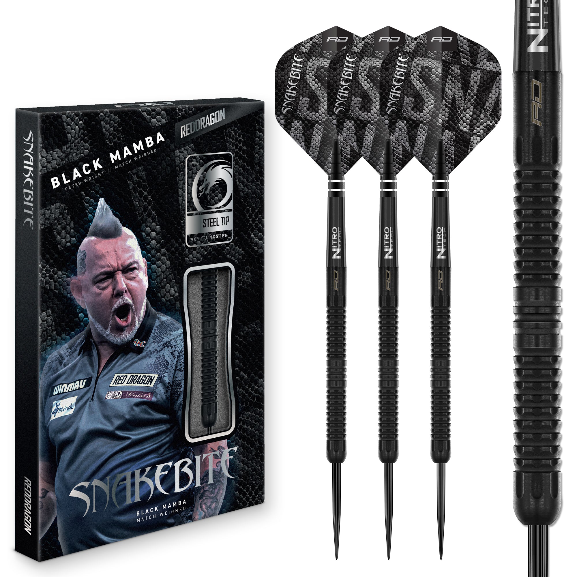 ダーツ Red Dragon Snakebite Black Mamba 22g Peter Wright Black Mamba Darts | 90% Tungsten | Parallel | Snakebite
