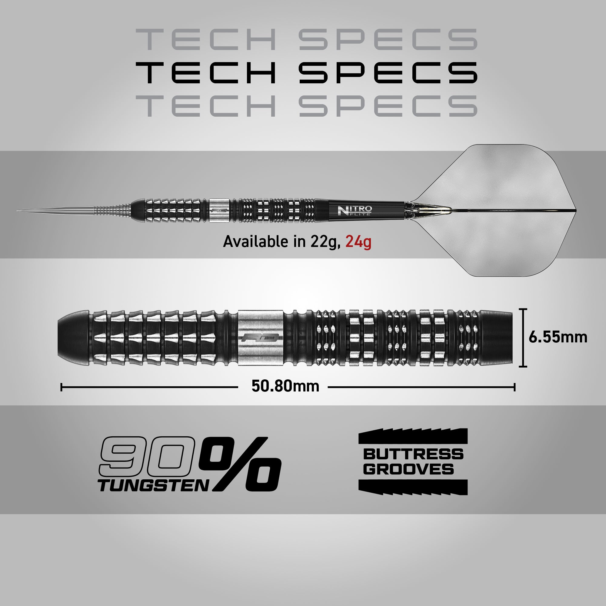 Red Dragon Recon Parallel Darts | 90% Tungsten | Angled Milling