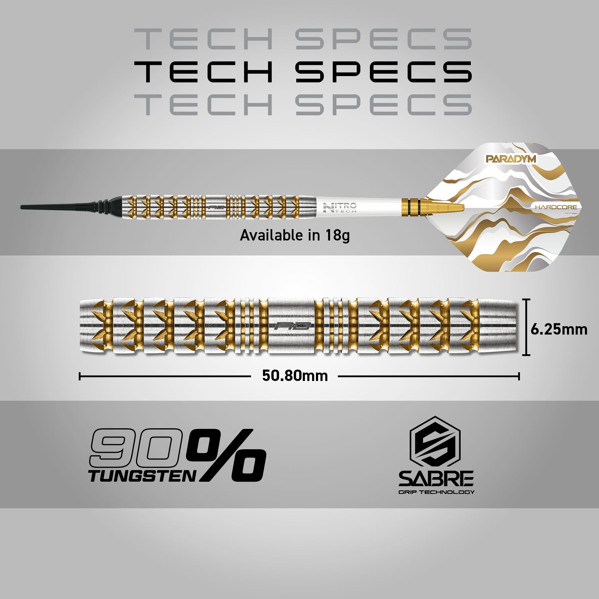 Red Dragon Paradym Soft Tip Darts – Gold & Silver Parallel