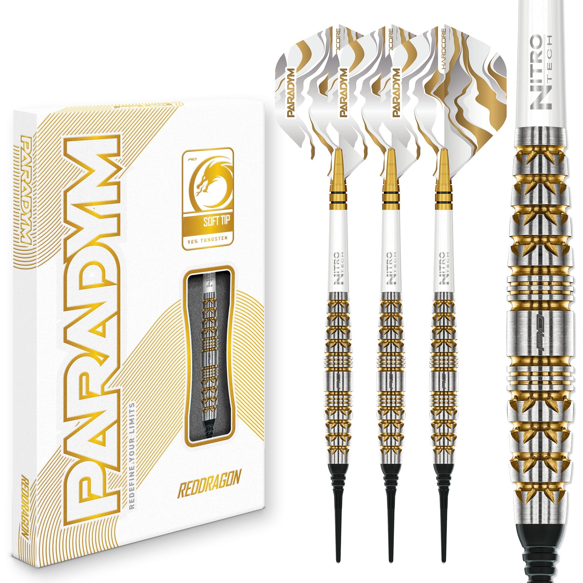 Red Dragon Paradym Soft Tip Darts – Gold & Silver Torpedo