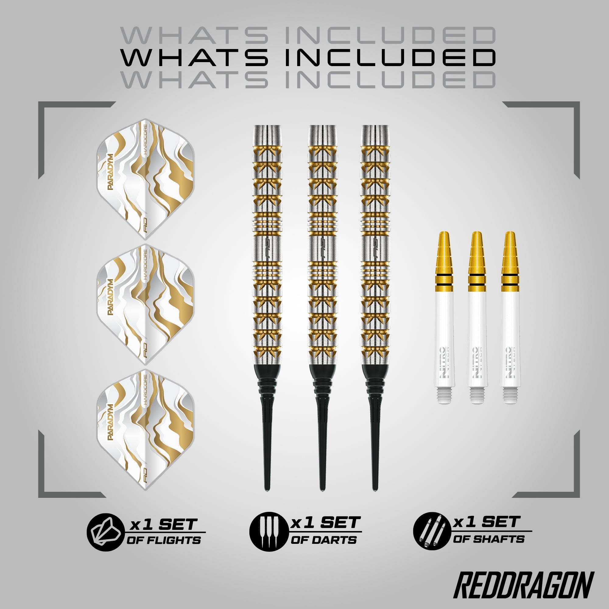 Red Dragon Paradym Soft Tip Darts – Gold & Silver Parallel