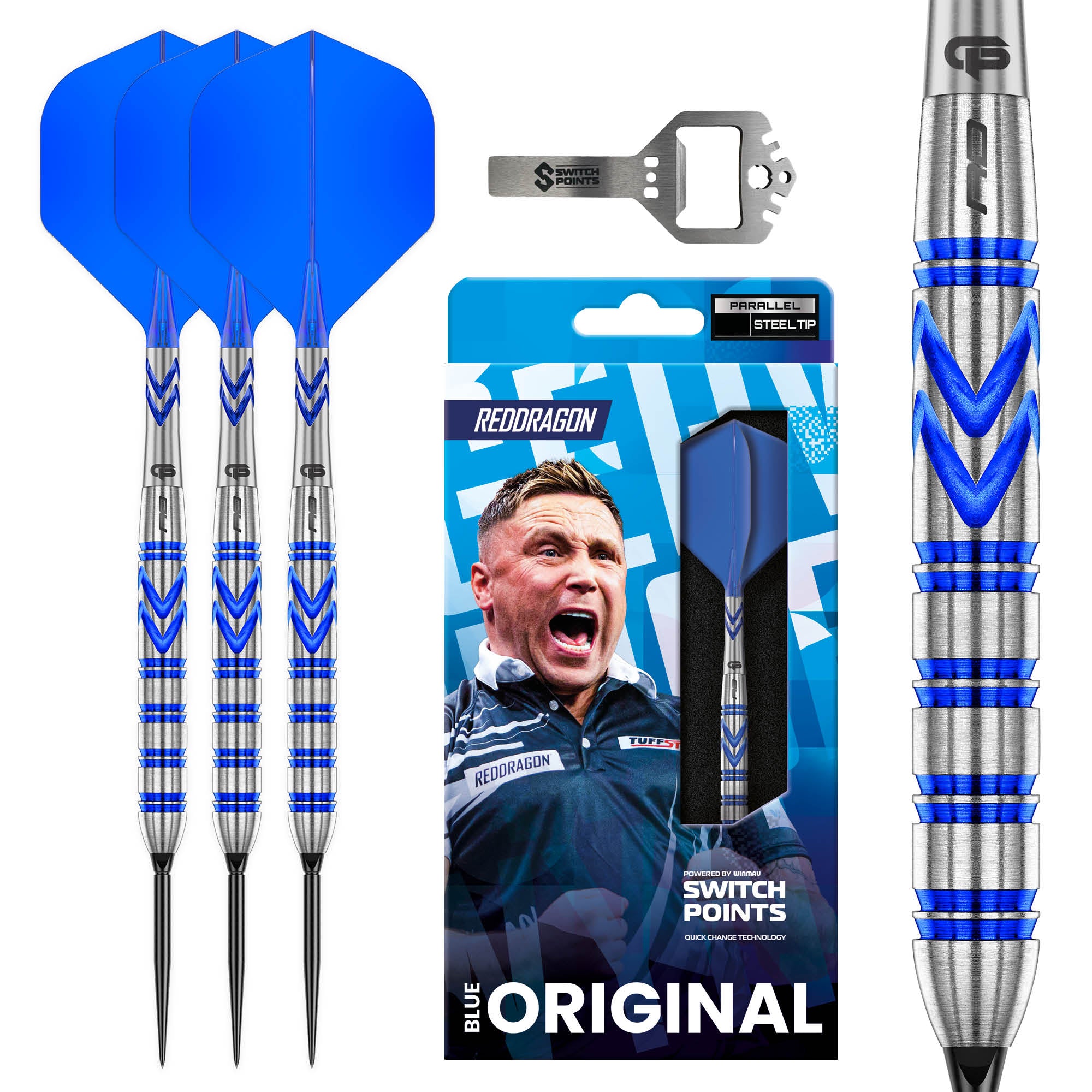 Gerwyn Price Iceman Blue 90% Tungsten Steel Tip Darts | Switch Points