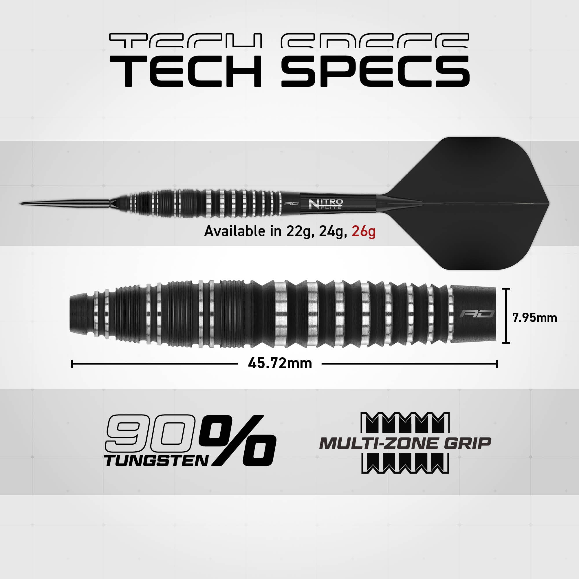 Red Dragon Sable 03 90% Tungsten Bomb Steel Tip Darts | Switch Points