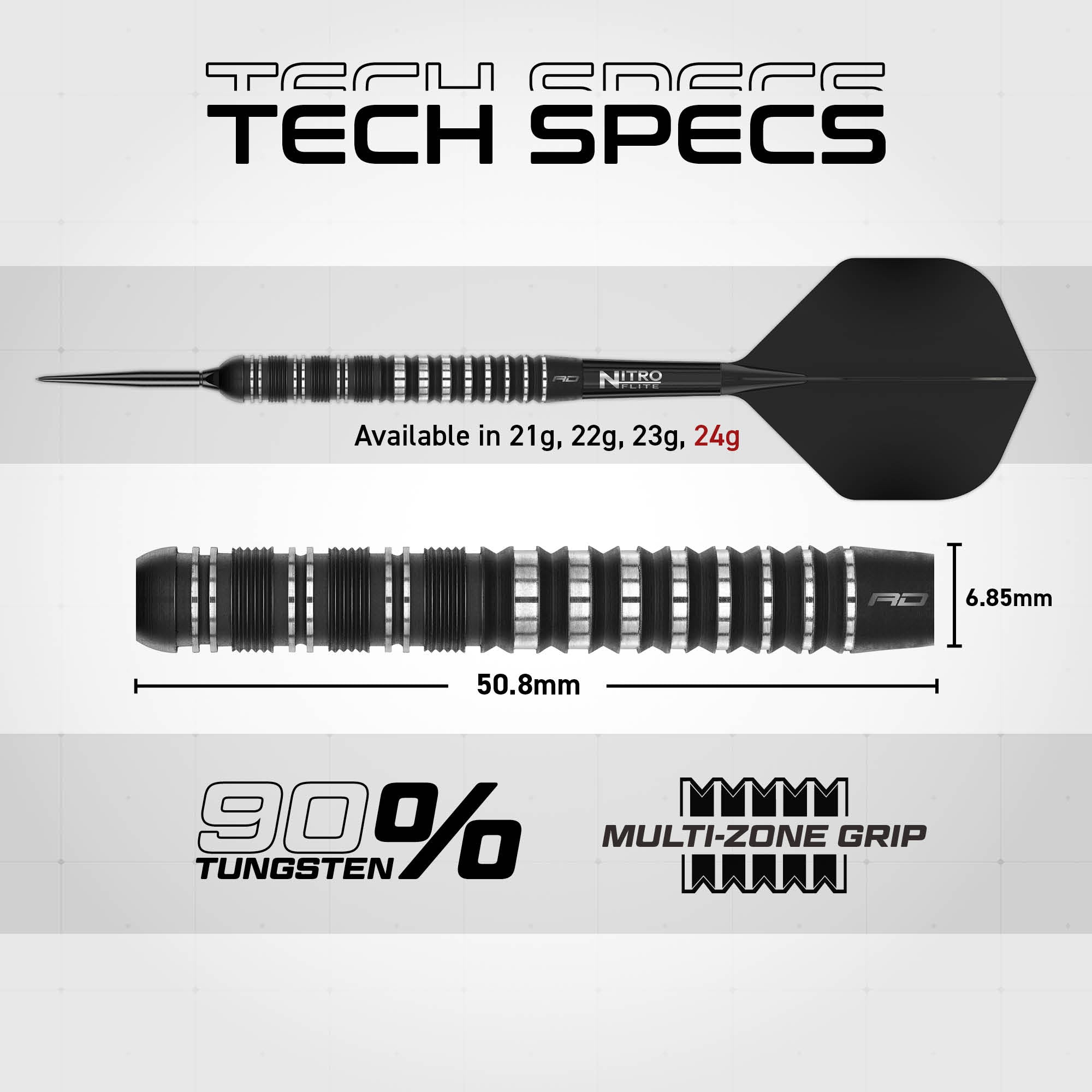 Red Dragon Sable 01 90% Tungsten Parallel Steel Tip Darts | Switch