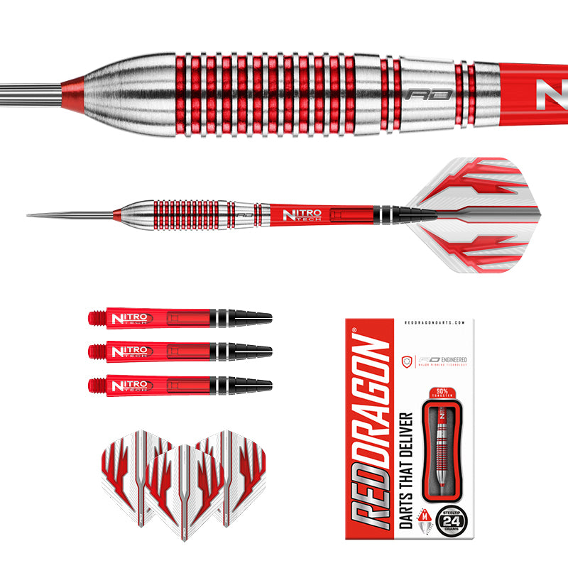 RED DRAGON Reflex Tungsten Darts Set with Flights and Stems